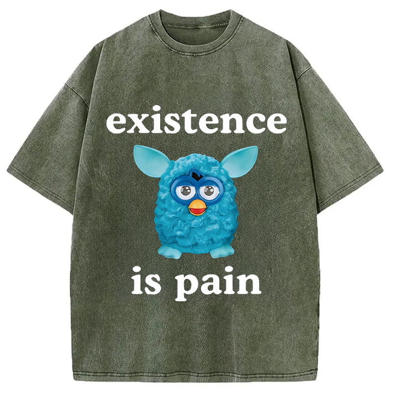 Modecanvas Existence Is Pain DTG Printing Washed T-Shirt