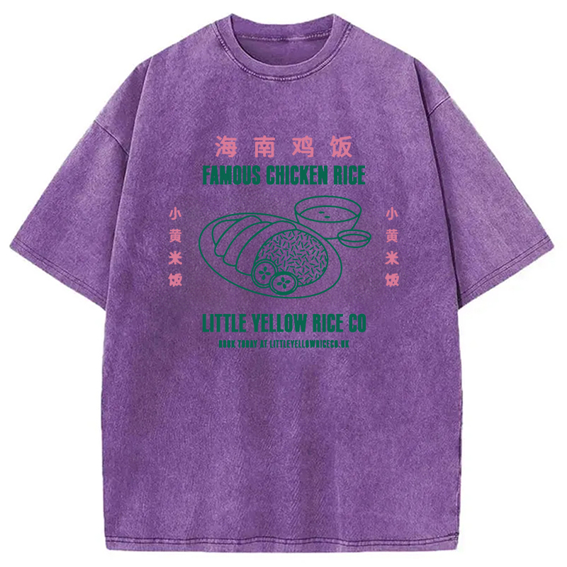 Modecanvas Famous Chicken Rice DTG Printing Washed T-Shirt