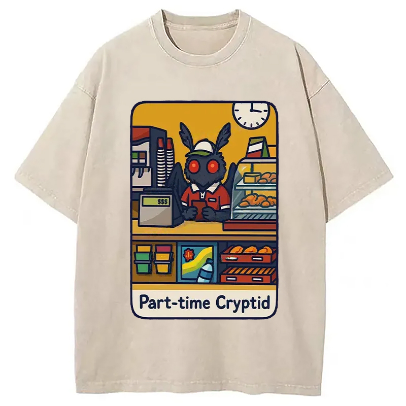 Modecanvas Working Mothman Washed T-Shirt-modecanvas