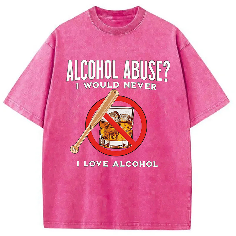 Modecanvas Alcohol Abuser Funny DTG Printing Washed T-Shirt