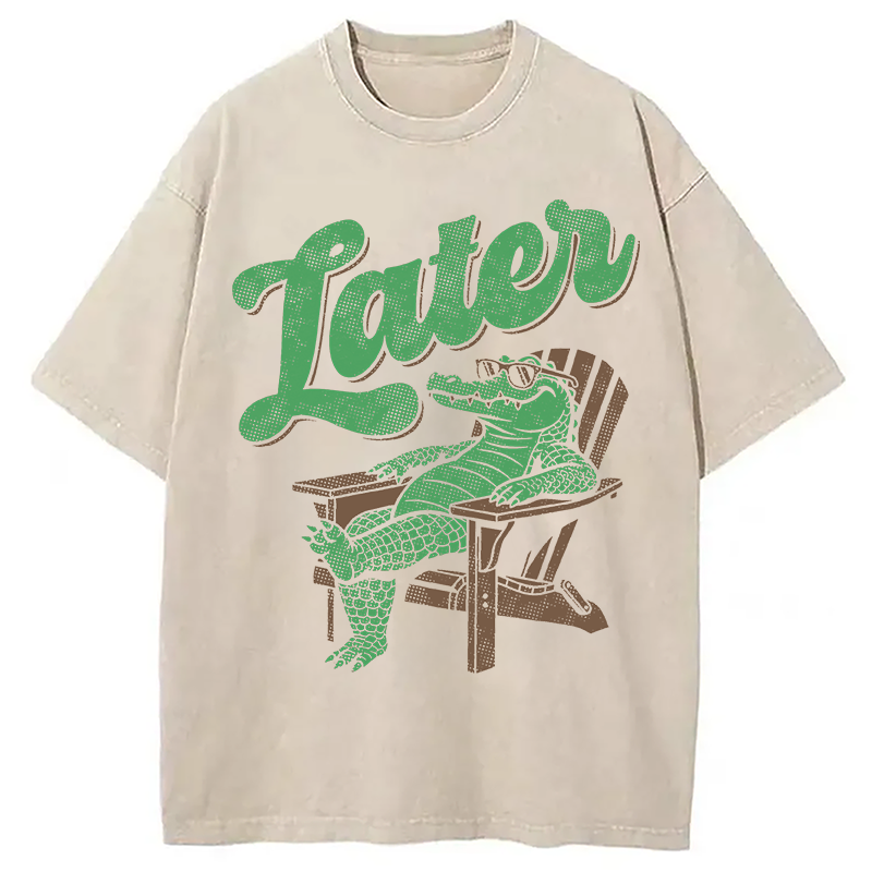 Modecanvas Funny Later Gator DTG Printing Washed T-Shirt
