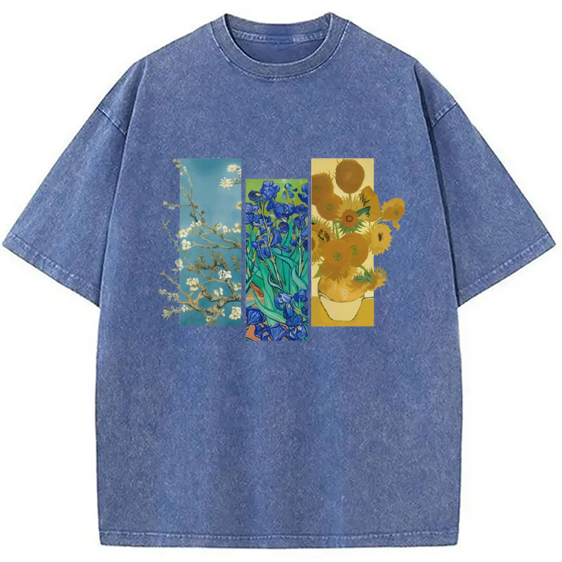 Modecanvas Van Gogh Flowers Washed T-Shirt