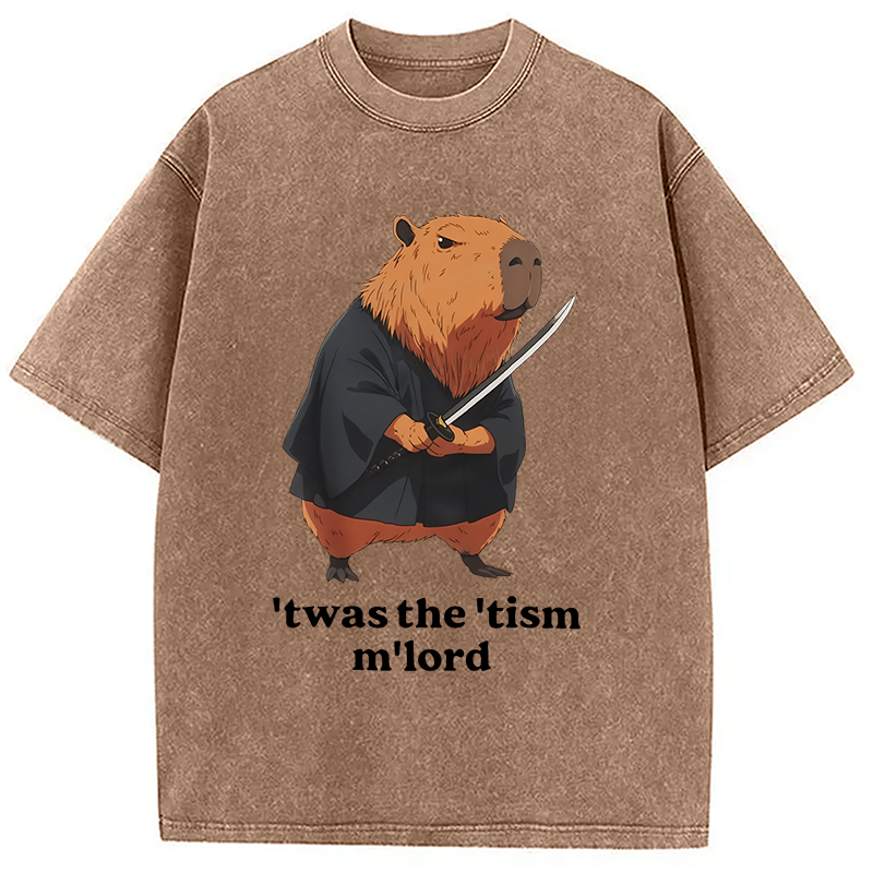 Modecanvas Focused Samurai Capybara Washed T-Shirt