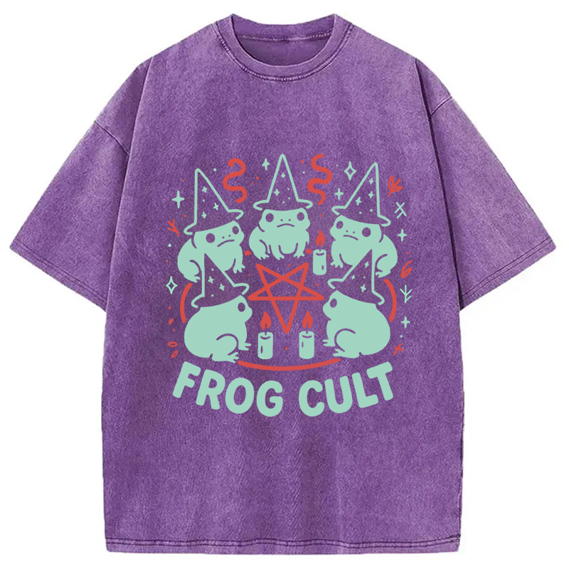 Modecanvas Frog Cult Meme DTG Printing Washed T-Shirt