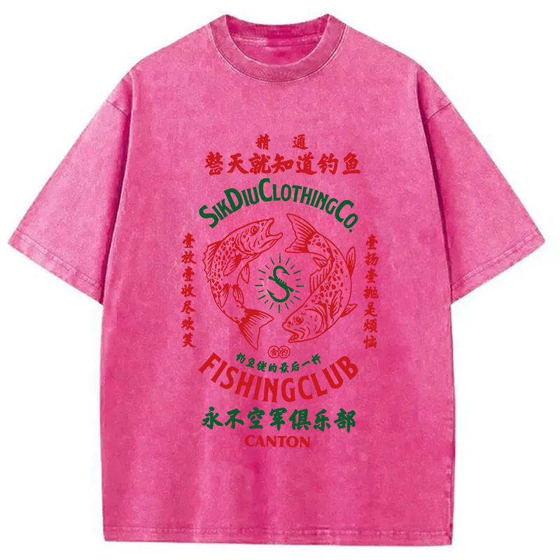 Modecanvas Fishing Club DTG Printing Washed T-Shirt