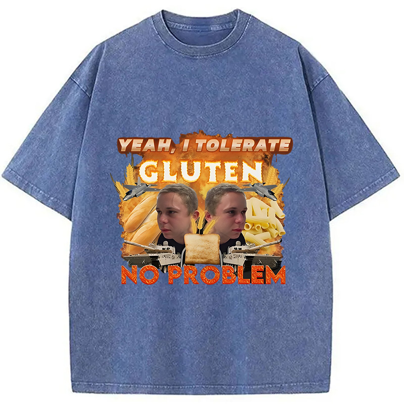 Modecanvas I Tolerate Gluten Meme Washed T-Shirt