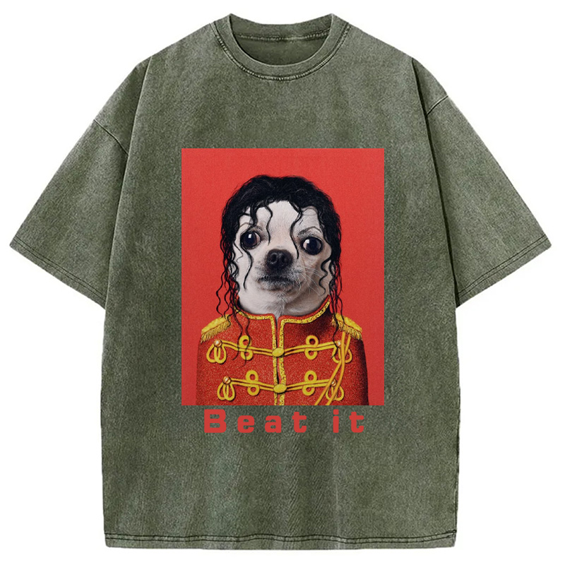 Modecanvas Beat It Dog Meme Washed T-Shirt