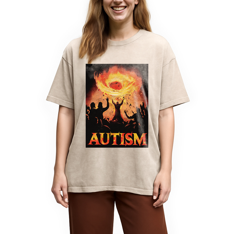 Modecanvas Autistic Funny Edgy Meme DTG Printing Washed T-Shirt