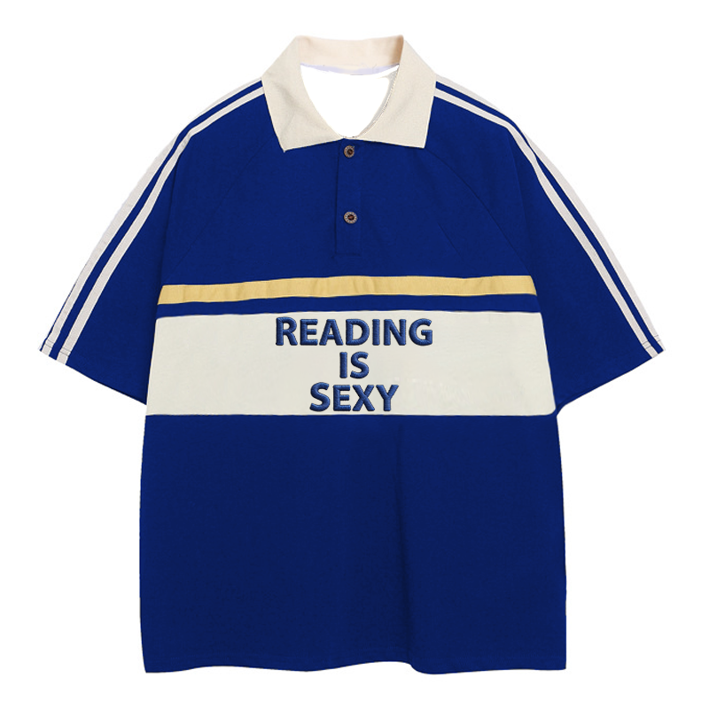 Modecanvas Reading Is Sexy Polo Embroidered T-Shirt