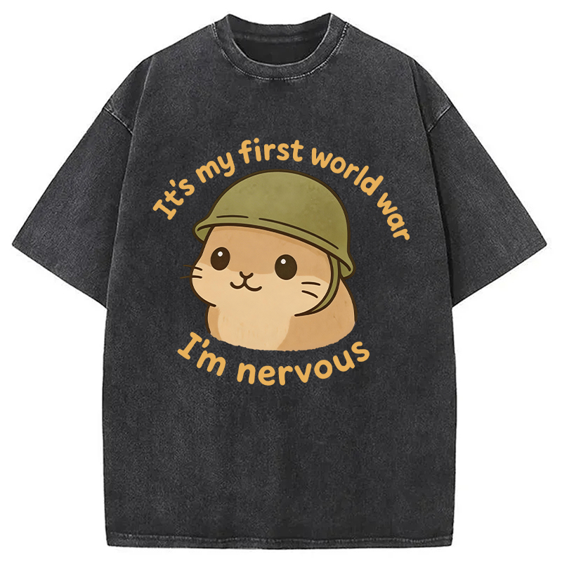 Modecanvas Nervous Hamster Meme DTG Printing Washed T-Shirt