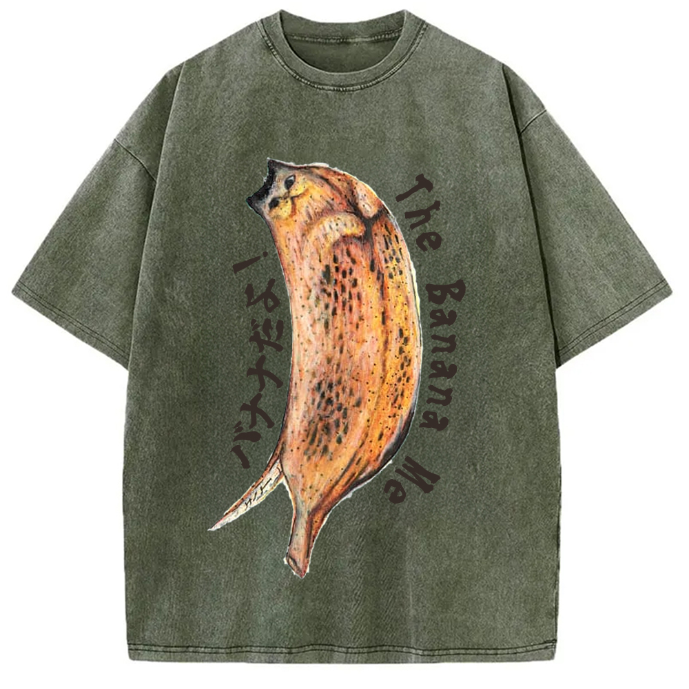 Modecanvas Banana Cat Drawing Washed T-Shirt
