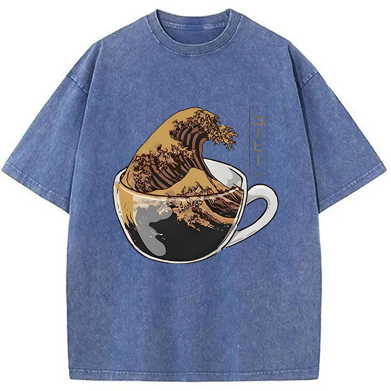 Modecanvas Coffee Wave Washed T-Shirt