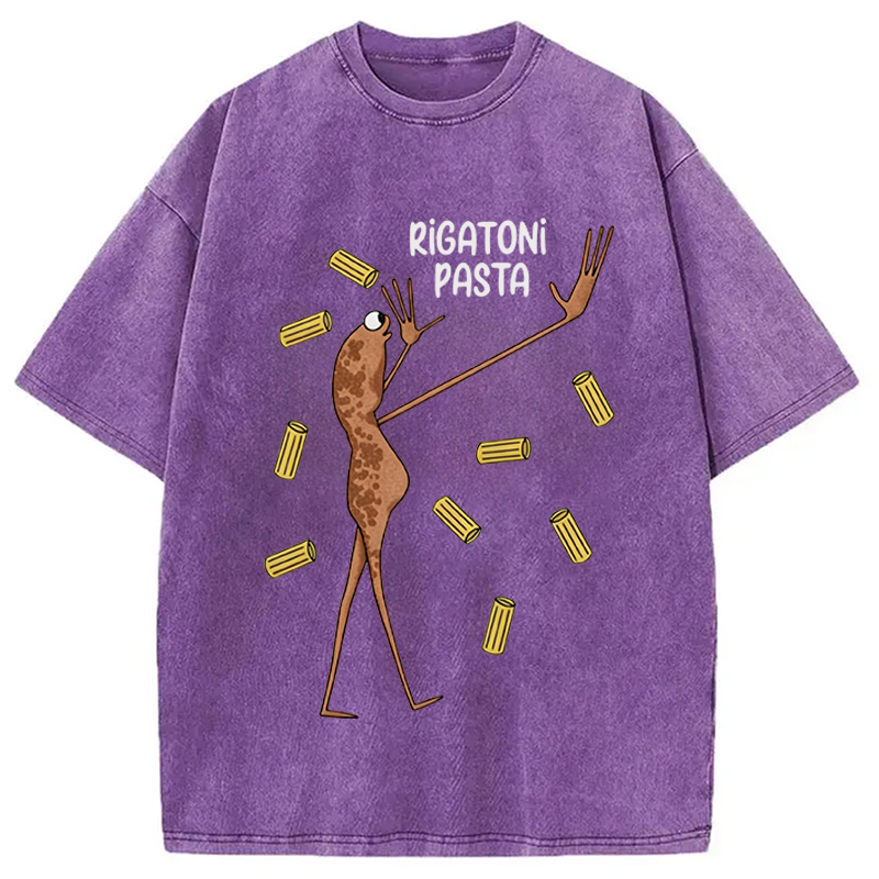 Modecanvas Rigatoni Pasta Meme DTG Printing Washed T-Shirt