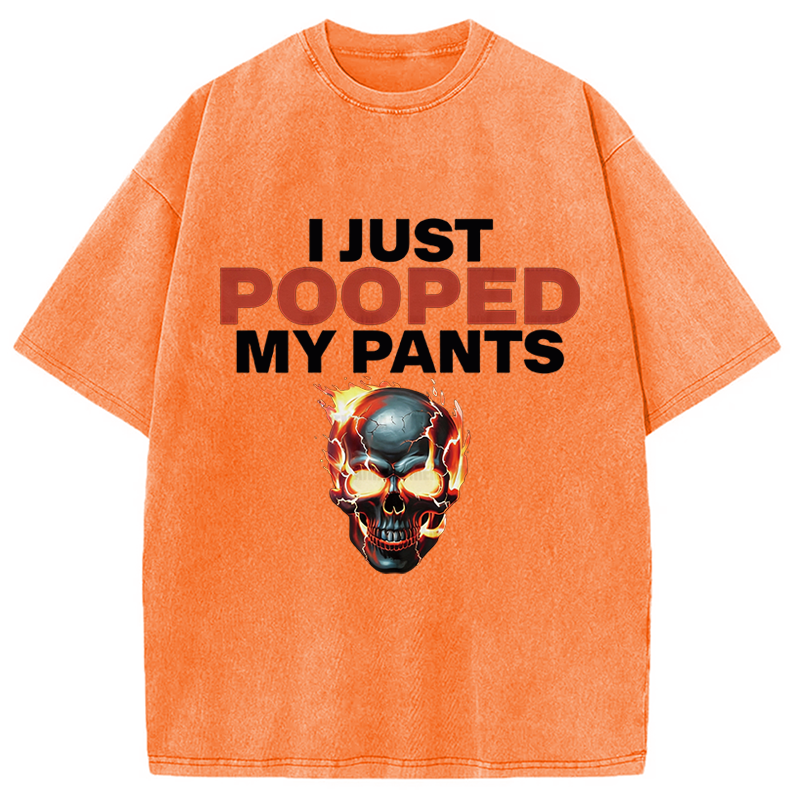 Modecanvas Funny I Just Pooped My Pants DTG Printing Washed T-Shirt