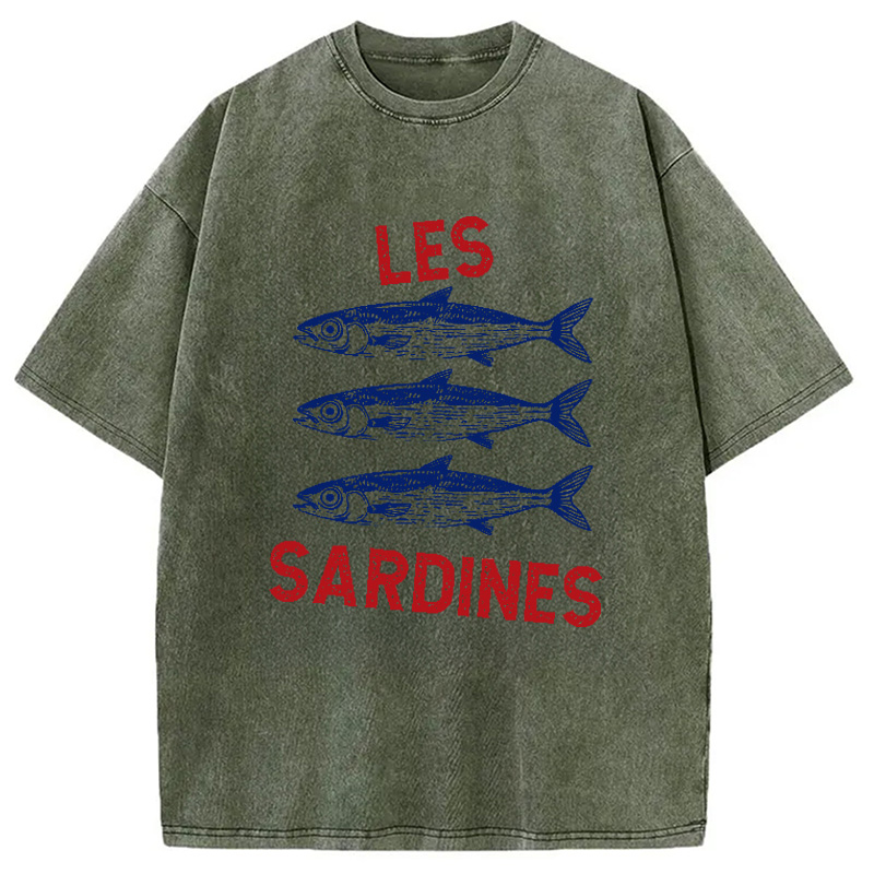 Modecanvas Sardine Tinned Fish French Washed T-Shirt
