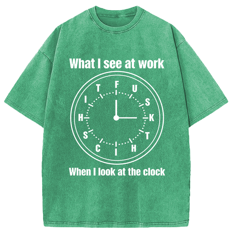 Modecanvas Funny Work Clock Frustration DTG Printing Washed T-Shirt
