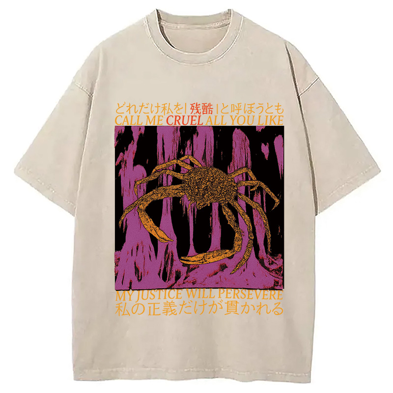 Modecanvas My Justice Will Persevere Funny Crab Washed T-Shirt
