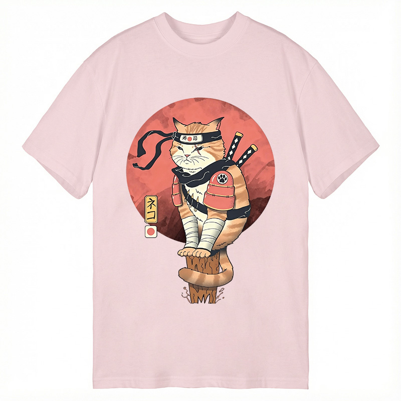 Modecanvas Bloodmoon Samurai Cat DTG Printing Classic T-Shirt-modecanvas