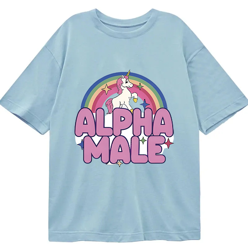 Modecanvas Rainbow Unicorn Alpha Male DTG Printing Classic T-Shirt-modecanvas