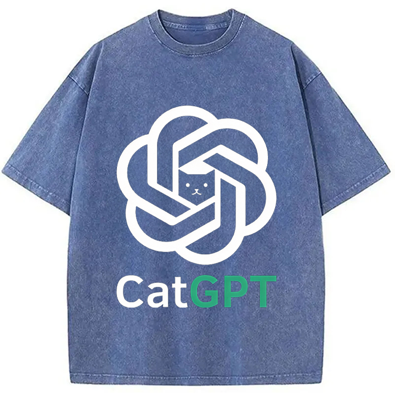 Modecanvas CatGPT DTG Printing Washed T-Shirt