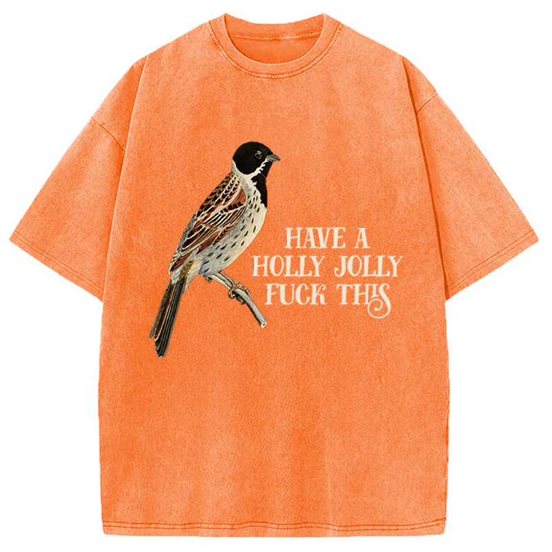Modecanvas Have a Holly Jolly DTG Printing Washed T-Shirt