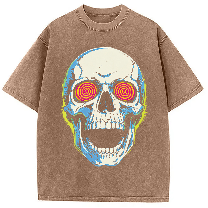 Modecanvas Spiral Death Stare DTG Printing Washed T-Shirt-modecanvas