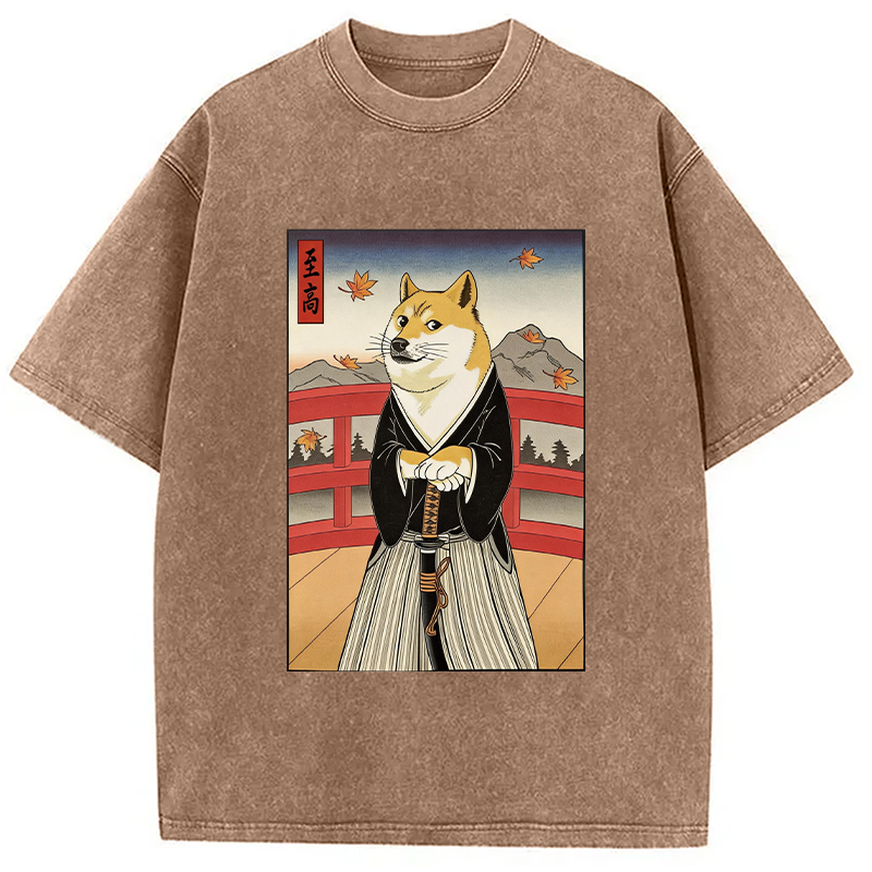 Modecanvas Samurai Cheems DTG Printing Washed T-Shirt