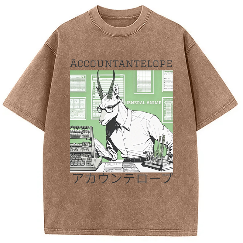 Modecanvas Accountant Antelope DTG Printing Washed T-Shirt