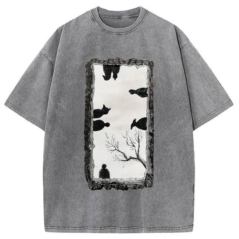 Modecanvas Cats Watching You Washed T-Shirt