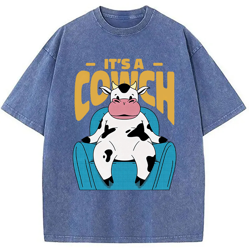 Modecanvas Its A Cowch Funny Cow DTG Printing Washed T-Shirt