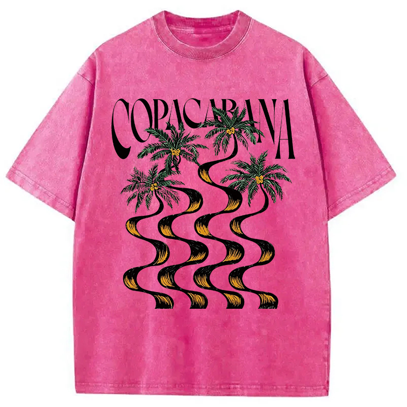 Modecanvas Copacabana Palm Tree DTG Printing Washed T-Shirt