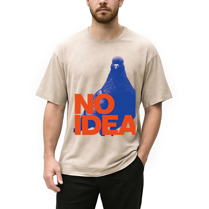 Modecanvas Funny Bird Pigeon Have No Idea DTG Printing Washed T-Shirt
