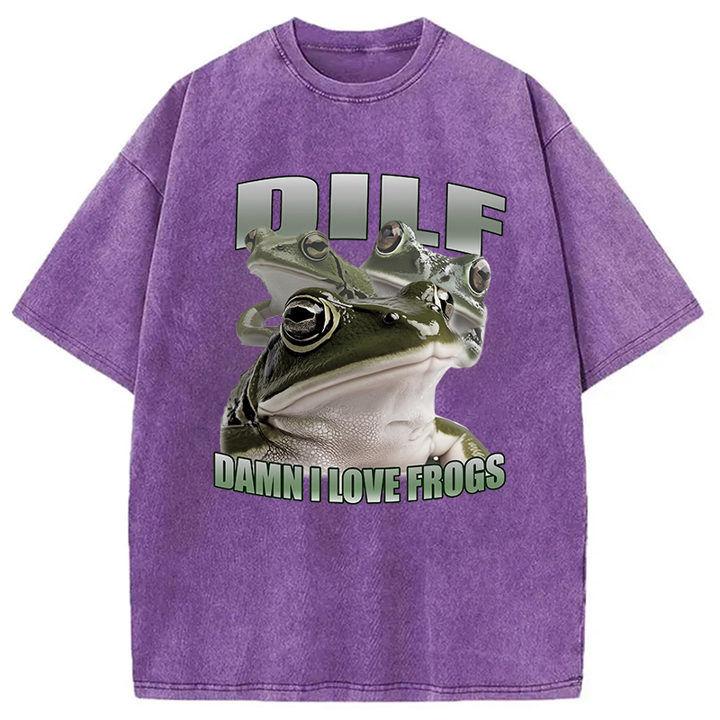 Modecanvas Damn I Love Frogs Washed T-Shirt