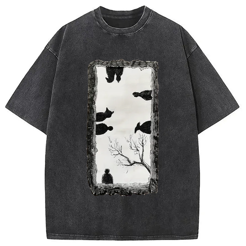 Modecanvas Cats Watching You Washed T-Shirt