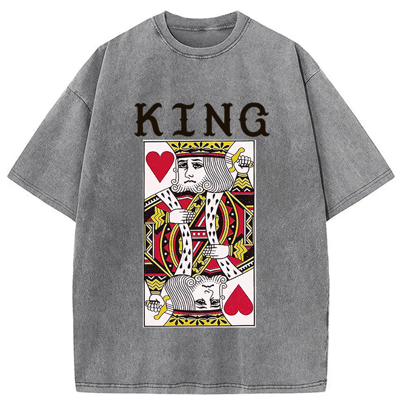 Modecanvas King of Hearts Mens DTG Printing Washed T-Shirt