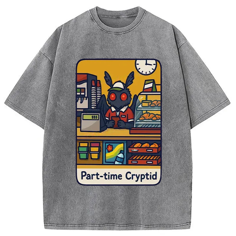 Modecanvas Working Mothman Washed T-Shirt-modecanvas