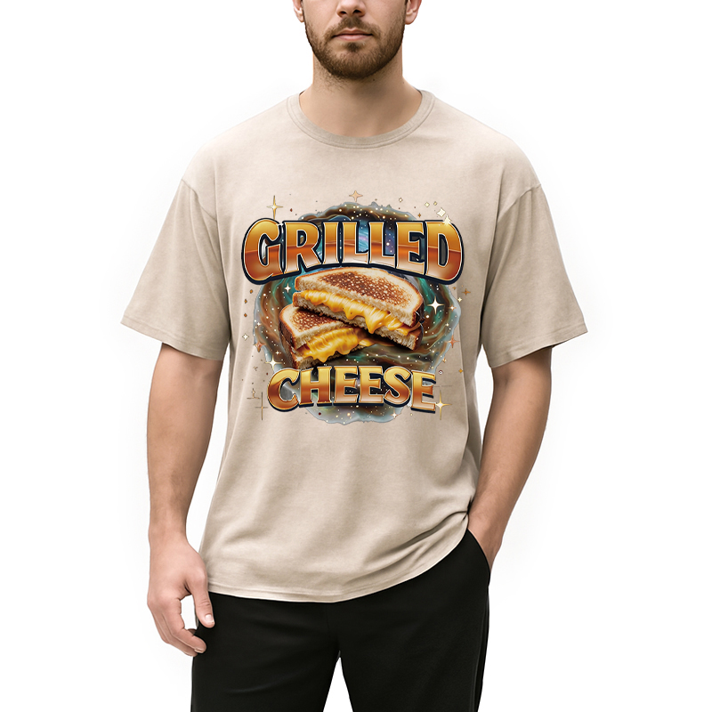 Modecanvas Grilled Cheese DTG Printing Washed T-Shirt