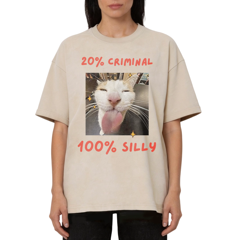 Modecanvas That Silly Cat Meme DTG Printing Washed T-Shirt