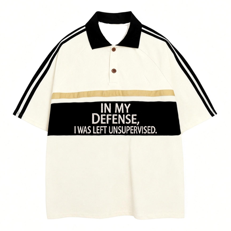 Modecanvas In My Defense Polo Embroidered T-Shirt