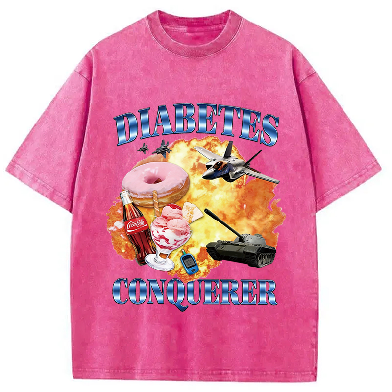 Modecanvas Diabetes Conqueror DTG Printing Washed T-Shirt