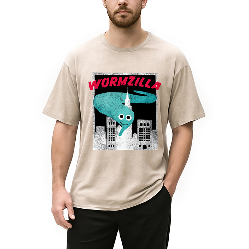 Modecanvas Worm On A String Meme Washed T-Shirt