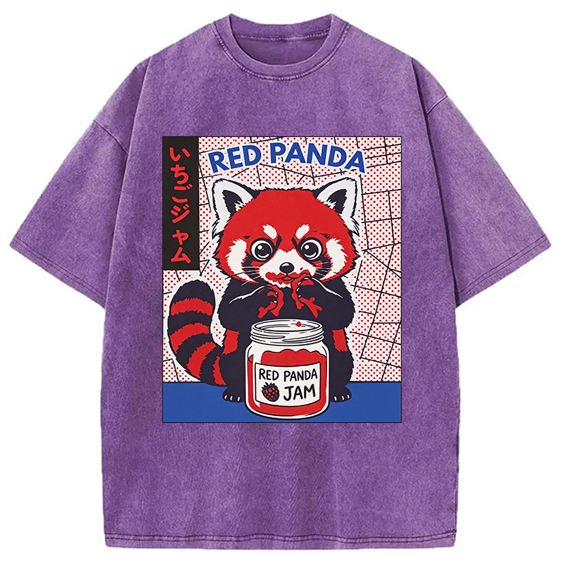 Modecanvas Red Panda DTG Printing Washed T-Shirt