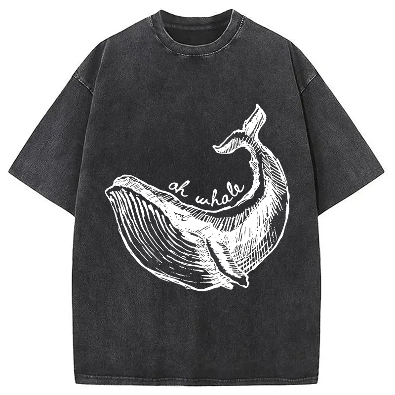 Modecanvas Ah Whale DTG Printing Washed T-Shirt