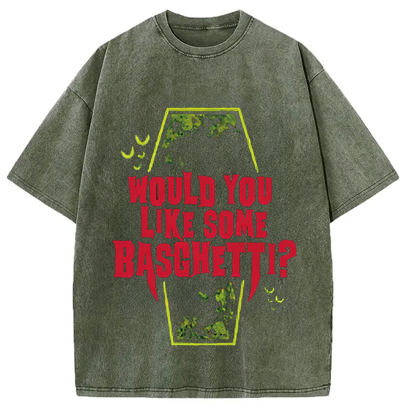 Modecanvas Would You Like Some Basghetti DTG Printing Washed T-Shirt