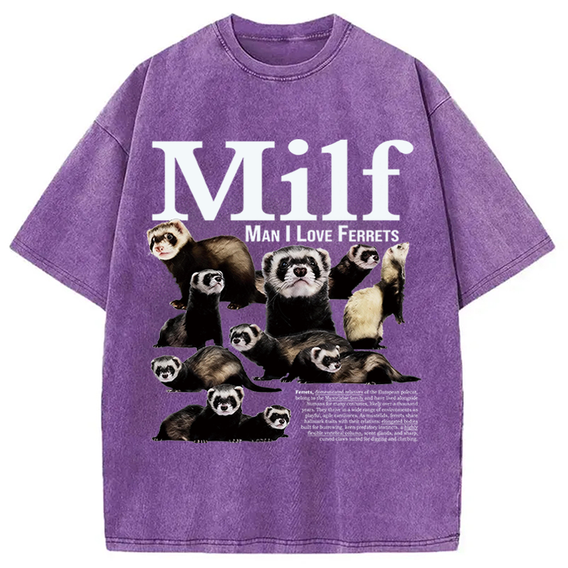 Modecanvas Man I Love Ferrets DTG Printing Washed T-Shirt