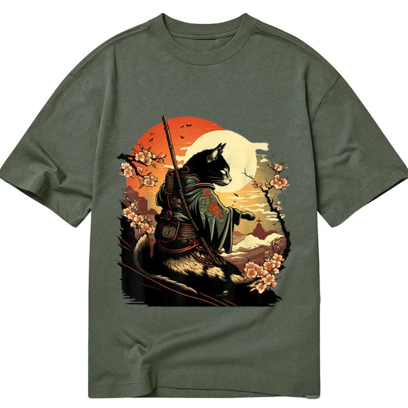 Modecanvas Japanese Art Neko Ninja DTG Printing Classic T-Shirt-modecanvas