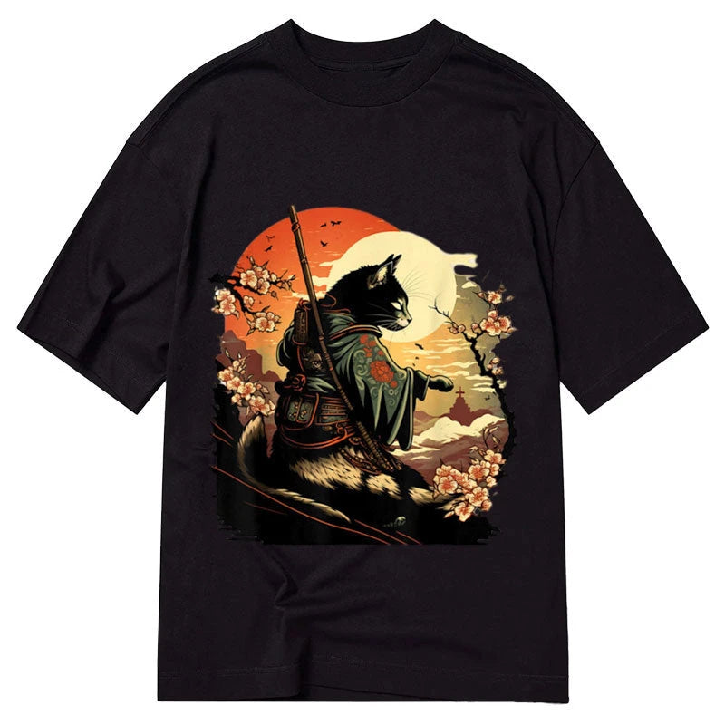 Modecanvas Japanese Art Neko Ninja DTG Printing Classic T-Shirt-modecanvas