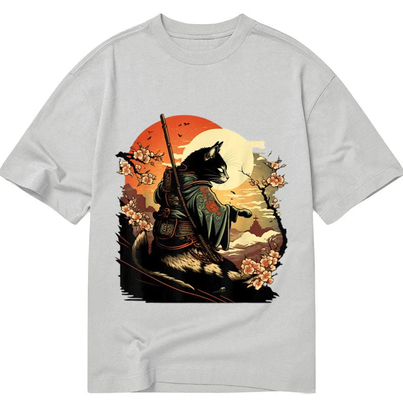 Modecanvas Japanese Art Neko Ninja DTG Printing Classic T-Shirt-modecanvas