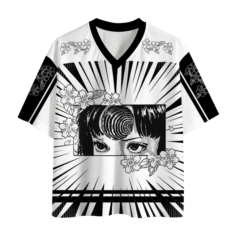 Modecanvas Girl and Flowers Mesh Jersey-modecanvas