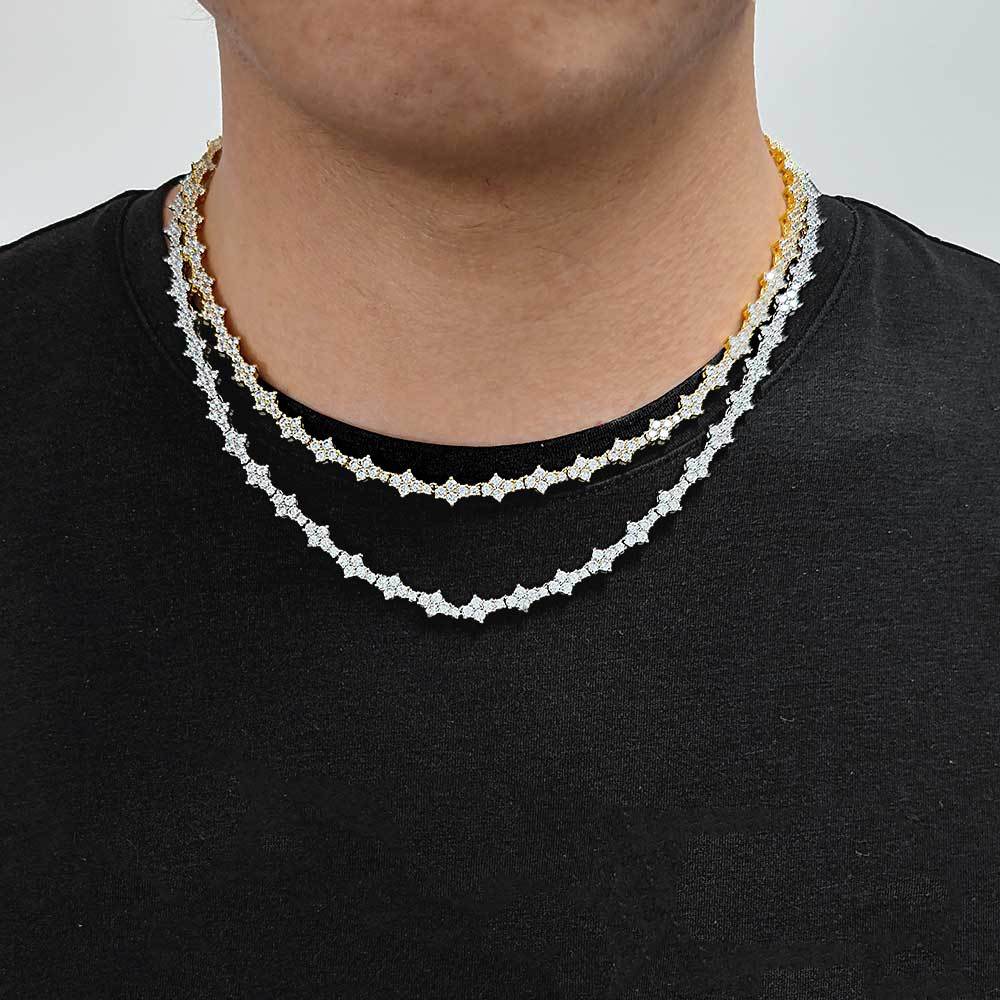Modecanvas White Round Cut Men's Hip Hop Tennis Necklace
